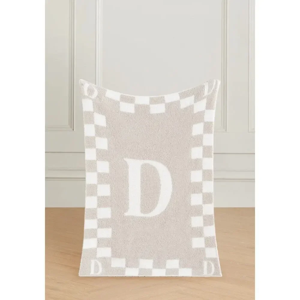 Styled‎ Collection Monogram Initial “D” Baby Nursery Stroller Blanket Taupe NEW